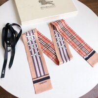 Burberry8864 Cổ Điển Kẻ Sọc Túi Thắt Tay Cầm Khăn Lụa Khăn quàng Cổ Nữ Ruy Băng Nhỏ