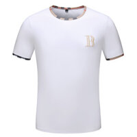 Burberry9562 Phong Cách Mới Ngắn Tay Nam Cổ Tròn Kẻ Sọc Khâu Áo Thun Hợp Thời Trang