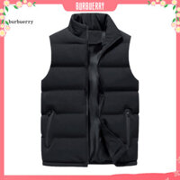 [Burbuerry] Áo Vest thời tiết lạnh có mũ trùm đầu có dây kéo Áo Vest nam không tay cổ đứng có túi Áo khoác có dây kéo thời trang Áo ghi lê đóng cửa màu trơn để bổ sung cho Đông Nam