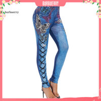 [Burbuerry] Quần buộc dây in hình bướm lưng cao dành cho nữ Quần thể thao chạy bộ co giãn