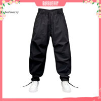 [Burbuerry] Quần dây rút Thắt lưng nam Quần dây rút Quần chạy bộ chở hàng hóa nam có dây rút eo và túi Quần thể thao dáng rộng vừa vặn cho du lịch đường phố Solid C