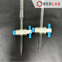 Buret trắng khoá nhựa PTFE ONELAB 10 25 50ml, burette thủy tinh chia vạch cho thí nghiệm chuẩn độ, có VAT