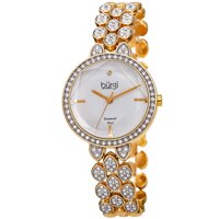 Burgi Designer Women's Watch – Swarovski Crystal Studded Case and Strap with Diamond Marker – Stainless Steel Bracelet - BUR232