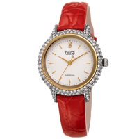 Burgi Swarovski Crystal Studded Case Watch - Encrusted with 164 Swarovski Crystals On Genuine Alligator Embossed Patent Leather Strap - Two Genuine...