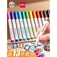 Bút bảng trắng màu Deli đầu mềm có thể lau được trẻ em 12 màu dung tích lớn bút bảng đen gốc nước Bút viết bảng dễ lau học sinh vẽ graffiti Bút Đánh Dấu gia dụng vẽ tranh nước