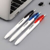 Bút Bi Bấm ngòi 0.7mm BAOKE B57.Bút mực gel vỏ trắng kèm đệm tay trong suốt mực xanh/đen/đỏ