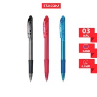 Bút bi bấm Pentel nét 0.7mm BK417 set 5 cây - Đỏ