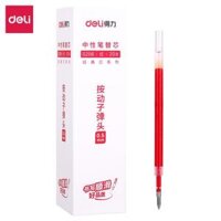 Bút bi gel bấm văn phòng Deli mực đen ngòi 0.5mm học sinh mực đều nét chữ đẹp A575 - có ruột xanh thay thế - 1 chiếc - 1 Ngòi bút đỏ