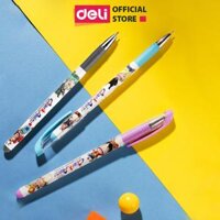 Bút bi mực gel học sinh Đảo hải tắc  One piece Deli - Bút viết trơn bền màu mực an toàn - Mực tím  xanh  đen  đỏ - CG13 - 1 chiếc - Xanh