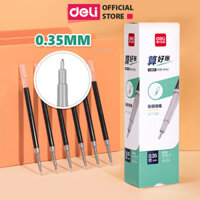 Bút Bi Nước Bút Gel Bút Mực Bấm Văn Phòng Deli Mực Đen Ngòi 0.35mm Học Sinh Mực Đều, Ngòi Nhỏ - Có Ruột Thay Thế - Ruột bút 0.35mm