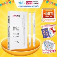 Bút Bi Nước Mực Gel Bấm Ngòi 0.5mm Deli - Thiết Kế Vỏ Trong Suốt Phù Hợp Văn Phòng Sinh Viên Học Sinh Ghi Chép Sổ Tay - A057B - Bút Mực Đen - 1 cây