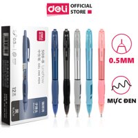 Bút Bi Nước Mực Gel Bấm Ngòi 0.5mm Deli - Mực Đen Nhanh Khô, Viết Đều, Trơn Tru, Phù Hợp Văn Phòng Học Sinh - S08-B - Vỏ Xám - 1 cây