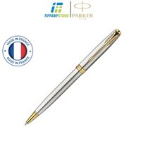 Bút bi Parker Sonnet Stainless Steel Ballpoint Pen with Gold Trim - Ngòi M - Mực đen - S11130362 - Made in France