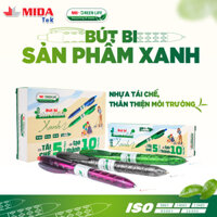 Bút bi tái chế MIDATEK 3 cây/ hộp (03 màu đỏ, đen, xanh lá), thân thiện môi trường