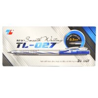 Bút bi Thiên Long TL-027 (Hộp 20 cây), Viết bi bấm 3 màu ngòi nhỏ đầu bi 0.5mm
