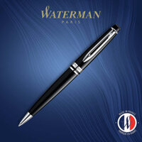 Bút bi Waterman Expert Ballpoint Pen Black Lacquer with Chrome Trim - Ngòi M - Mực xanh - S0951800