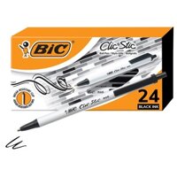 Bút BIC Clic Stic Black Retractable Ballpoint Pens, Medium Point (1.0mm), 24-Count Pack, Round Barrel Design for Comfort