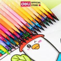 Bút Brush Bút Dạ Màu Marker Chuyên Viết Calligraphy Đầu Mềm Dành Cho Học Sinh Mĩ Thuật Hội Hoạ Deli - Tô Vẽ Truyện Tranh Manga Anime - HM555 - 24 Màu