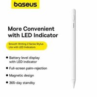 Bút cảm ứng Baseus Smooth Writing 2 Series Stylus Lite with LED Indicators, Moon White (Active version with type-C cable and active pen tip)