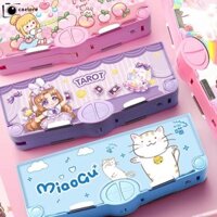 Bút Chì CAEIORE, Hộp Bút Đa Năng Hai Lớp, Kawaii Với Máy Mài Bút Chì Dung Tích Lớn Hộp Bút Chì Trẻ Em