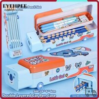 Bút Chì EYEHPEE, Hộp Bút Hình Ô Tô Kim Loại, Phim Hoạt Hình Đa Năng Ba Lớp Dung Tích Lớn Hộp Văn Phòng Phẩm Học Sinh