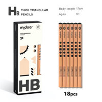 Bút chì HB hộp 18 cây thân to dày hình tam giác cao cấp cho trẻ dễ viết (từ 6 tuổi, học sinh tiểu học) hiệu Mideer