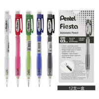 Bút Chì Kim Pentel Fiesta AX105 0.5mm và AX107 0.7mm  Thiết Kế Thân Trong Đẹp Mắt  Trang Bị Đầu tẩy  4 Màu Vỏ - Đỏ-B - 0.5mm