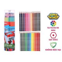 Bút chì màu 36 màu Deli EC00837 - Họa tiết Super Wings kèm gọt chì