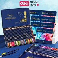 Bút Chì Màu Gốc Nước Cao Cấp Deli - Hộp Thiếc Kèm Cọ Vẽ - 24/36/48/72 Màu - Tô Màu Thiết Kế Vẽ Tranh Phác Thảo Học Sinh