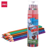 Bút chì màu học sinh Deli x Super Wings kèm gọt chì 12 màu18 màu24 màu36 màu  ống  EC00807EC00817EC00827EC00837 - 24 màu-EC00827