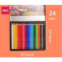 Bút chì màu hộp sắt cao cấp Deli - 6565 24 màu