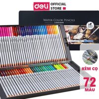 Bút chì màu nước cao cấp Deli - Có kèm cọ tán - Bộ 24/36/48/72 màu - 6521/6522/6523/6524