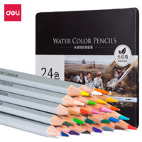 Bút chì màu nước cao cấp Deli - Có kèm cọ tán - Bộ 243648 màu - 652165226523 - 24 màu - 6521