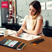 Bút chì màu nước cao cấp Deli 24 - 36 màu hộp kèm bút lông - 65186519 - 36 màu - 6519