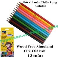 Bút chì màu Thiên Long Colokit Wood Free Akooland CPC-C031/AK 12 màu