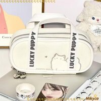 Bút chì MIKYCO, Túi đựng bút cầm tay dung tích lớn, Hộp bút chì thêu mèo nhiều lớp hoạt hình Quà tặng học sinh