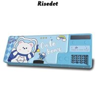 Bút chì RISEDOT, có máy tính Máy mài Hộp bút chì nhựa, Gấu kỳ lân dễ thương Đồ dùng học tập cho trẻ em Thanh thiếu niên