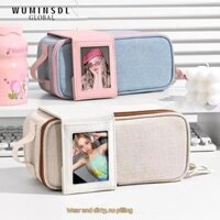 Bút chì thẻ WUMINSDL, Túi đựng bút văn phòng phẩm dung tích lớn nhiều lớp, Đồ dùng học tập đa chức năng INS Hàn Quốc có túi Photocard Túi đựng văn phòng phẩm