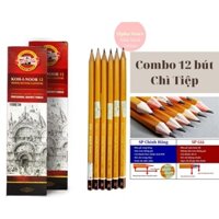 Bút chì Tiệp KOH thân vàng, combo 12 cây viết chì gỗ HB/ 2B/ 3B/ 4B/ 5B/ 6B/ 7B/ 8B- Chính hãng