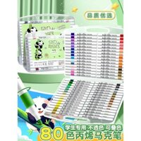 Bút đánh dấu acrylic cho học sinh tiểu học, bút đánh dấu hoạt hình gấu trúc, bút đánh dấu nước không chảy, có thể xếp lớp, vẽ nghệ thuật cho trẻ em, có thể rửa sạch, bút graffiti mẫu giáo, bút chống nước, bút màu nước 48 màu, không độc hại
