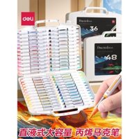 Bút đánh dấu acrylic lỏng Deli Direct đầu mềm 48 màu, bút nghệ thuật đặc biệt lớp học tiểu học 36 màu, bút acrylic lỏng đầu mềm, bút màu cho trẻ em, bút màu nước mẫu giáo 24 màu