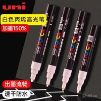 Bút đánh dấu acrylic trắng Uni Mitsubishi Nhật Bản, bút vẽ tay DIY, nghệ thuật sơn acrylic đặc biệt, bút đánh dấu cho học sinh tiểu học, chống nước, chống dầu, không phai, nhanh khô, bút vẽ graffiti POSCA