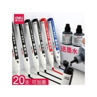 Bút đánh dấu bảng trắng có thể nạp lại Deli, đầu dày, không độc hại, bút viết bảng cho giáo viên, màu xanh, đỏ, bút viết bảng trắng