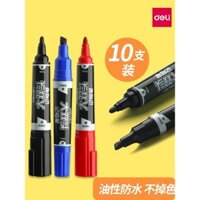 Bút đánh dấu dầu hai đầu Deli, bút đánh dấu đen, dày và mỏng, chống nước, chống dầu, không phai màu, bút kẻ đỏ đầu dày lớn, bút nghệ thuật đặc biệt cho trẻ em