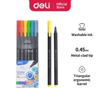 Bút đi nét Deli - Ngòi bọc kim loại 0.45mm - Mực có thể rửa được - EQ900 - 6 màu - EQ900-06