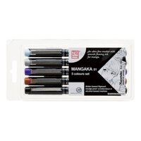 Bút đi nét line viền Zig Cartoonist Mangakan Kuretake 5 màu cơ bản kháng nước