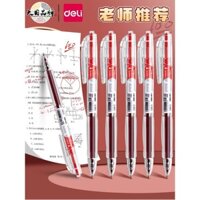 Bút đỏ Deli cho sinh viên, bút chỉnh sửa giáo viên, bút gel đỏ rút lại, đặc biệt để đánh dấu, hình thức cao cấp, nạp bút chữ ký rút lại 0.5mm, bút bi, đầu ST, bút mực đỏ nhanh khô