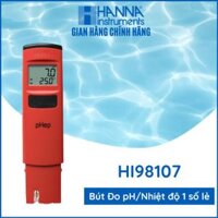Bút đo PH &amp; Nhiệt Độ Trực Tiếp Trong Nước Từ 0.0 - 14.0 pH Với Độ Phân Giải 0.1 - Hanna - HI98107, tặng kèm gói dung dịch để hiệu chuẩn và rửa điện cực, để kiểm tra nước hồ cá, nước sạch, nước cấp, gia đình, sản xuất thực phẩm