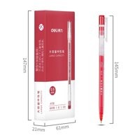 Bút gel 0.5mm Deli nhiều màu lựa chọn - Bút bi nước -  1 chiếc - Mực đỏ  Xanh  Đen - A116 - Đỏ