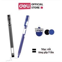 Bút gel Deli 0.5mm mực XanhĐen - Nét viết trơn tru, chất lượng mực cao cấp, thân bút trong suốt có vạch theo dõi - EG16 - Mực Xanh